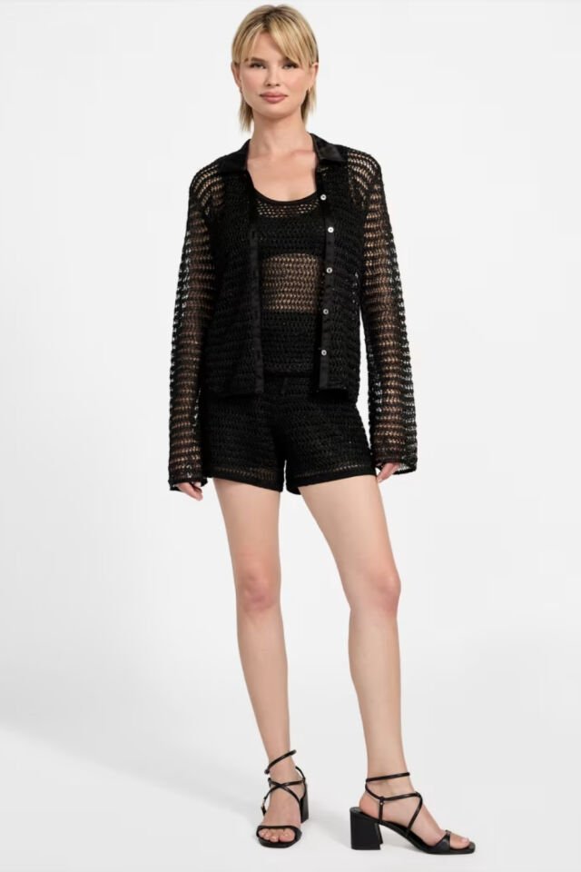 Guess Bella Açık Dikişli Üst Siyah