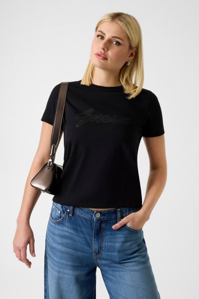 Guess Logo Tişört Siyah