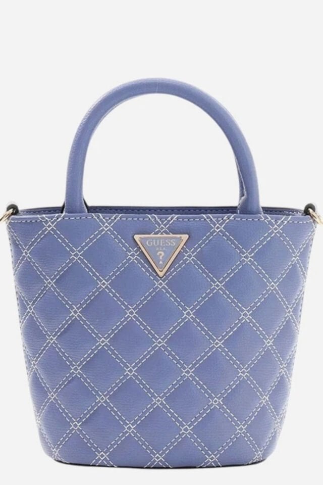 Guess Giully Kapitone Mini Bucket Çanta Açık Mavi