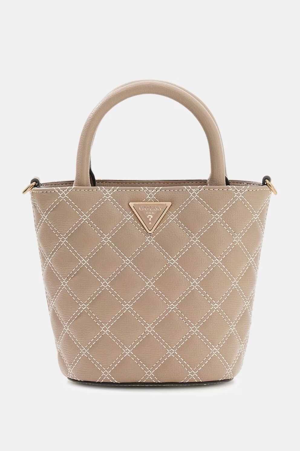 Guess Giully Kapitone Mini Bucket Çanta Bej