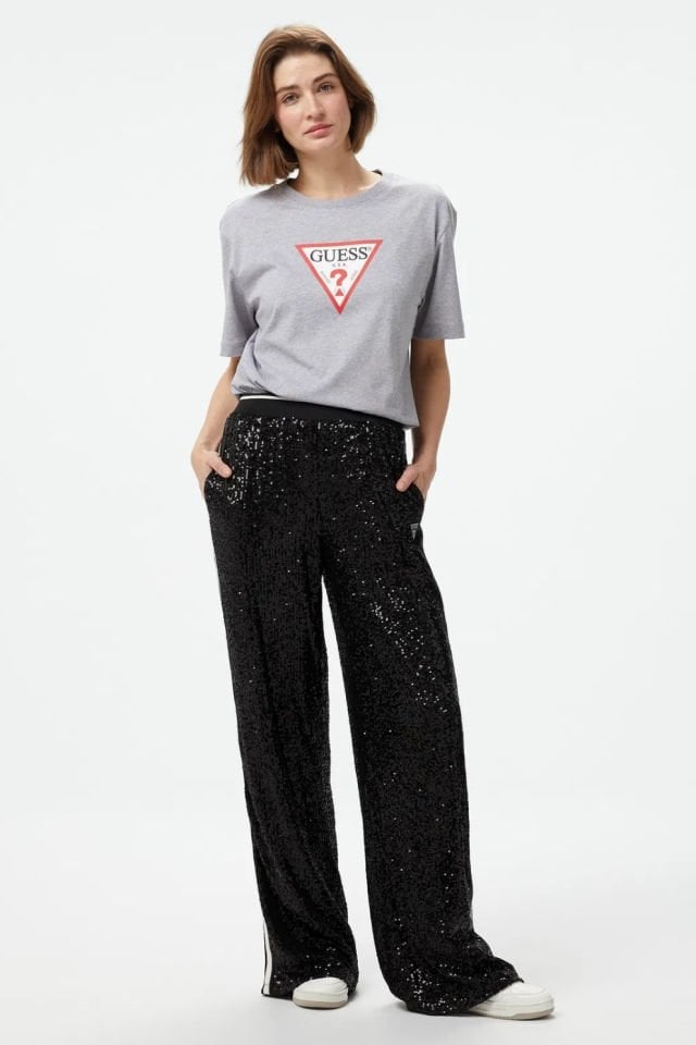 Guess Payetli Straight Pantolon Siyah