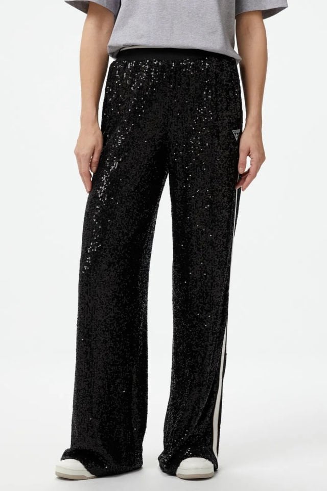 Guess Payetli Straight Pantolon Siyah
