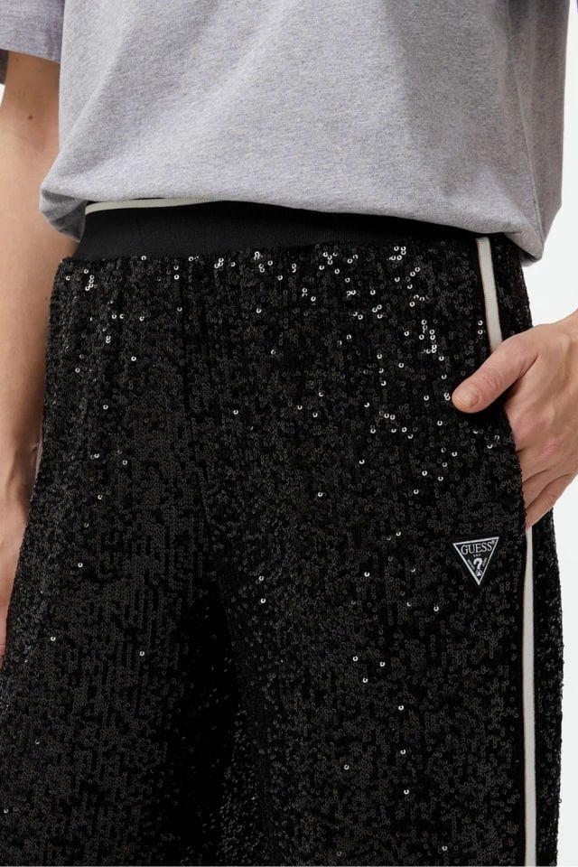 Guess Payetli Straight Pantolon Siyah