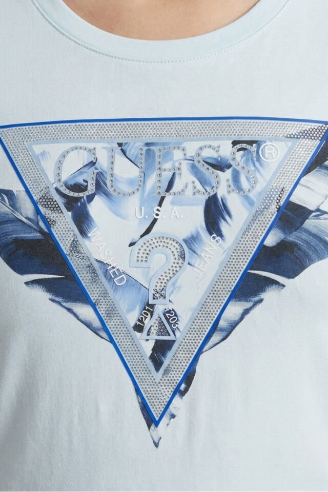 Jersey Pamuklu Slim Fit Logo Baskılı Bayan T Shirt