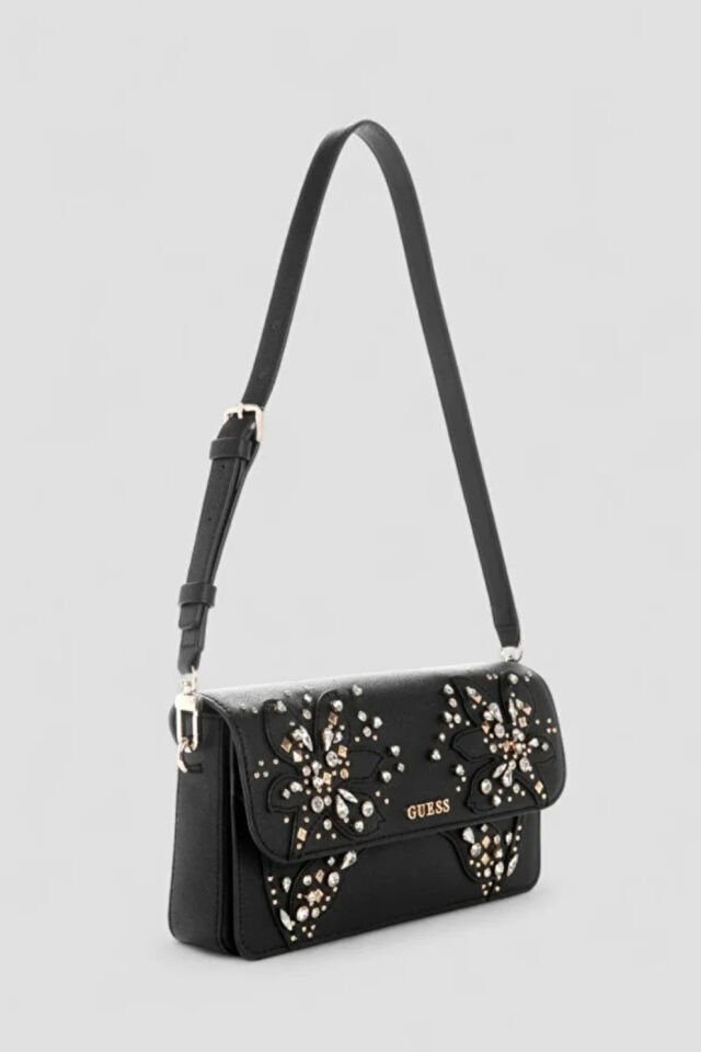 Guess Sadie Rhinestones Omuz Çantası Siyah