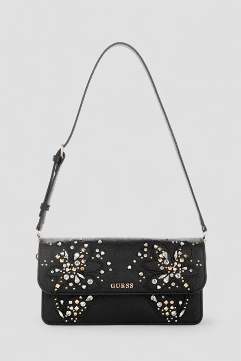 Guess Sadie Rhinestones Omuz Çantası Siyah