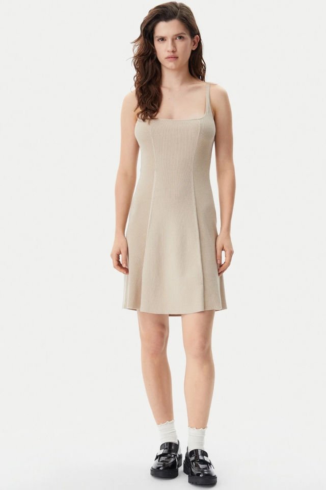 Calvin Klein Günlük Elbise Slim Fit Bej
