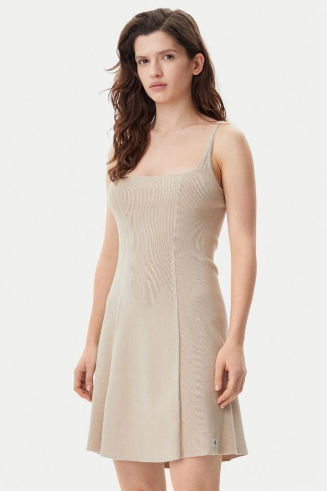 Calvin Klein Günlük Elbise Slim Fit Bej