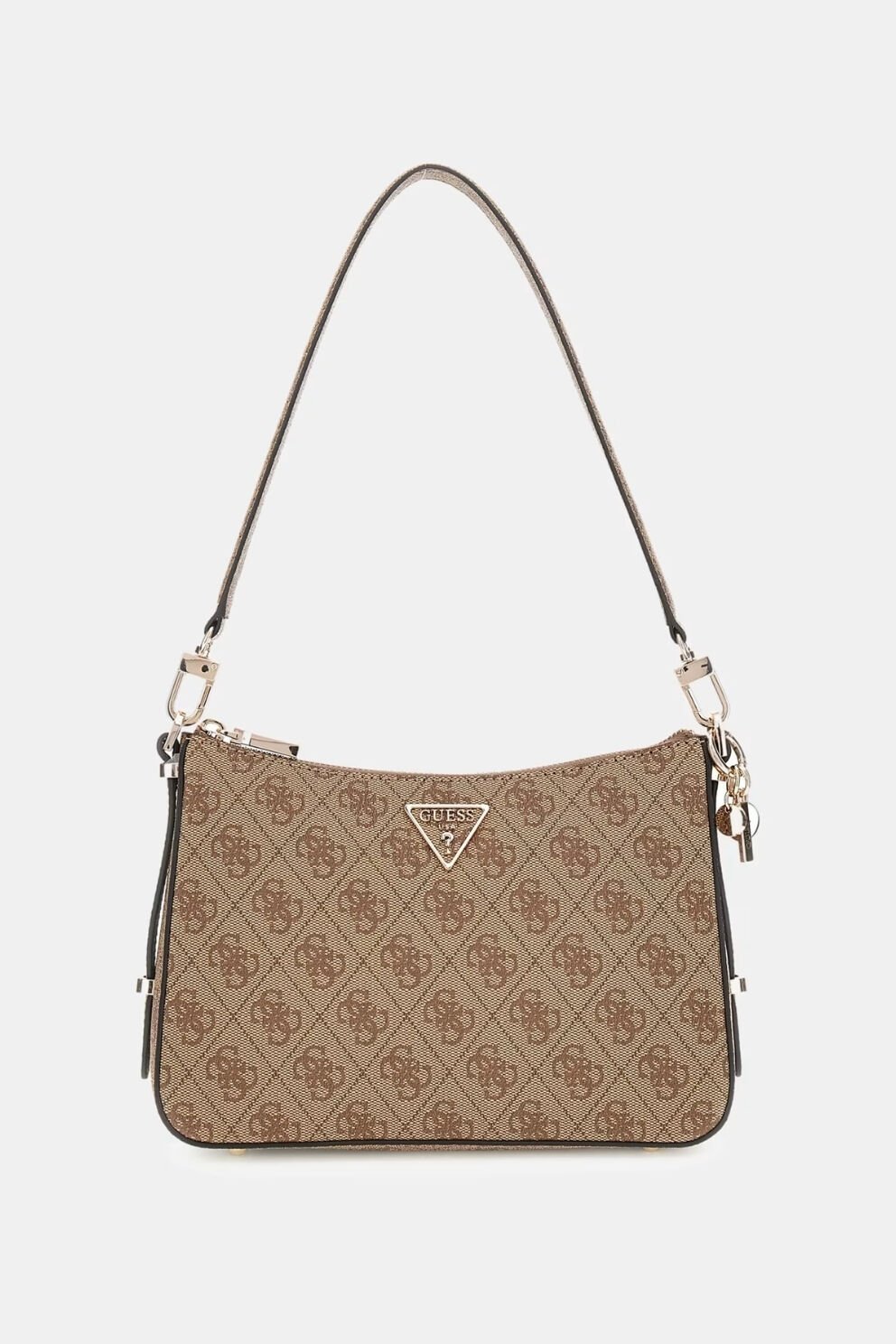 Guess Erica 4G Logolu Mini Omuz Çantası Açık Kahverengi