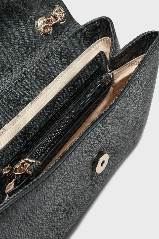 Guess Eco 4G Logo Baskılı Ayarlanabilir Zincir Askılı  Bayan Çanta Antrasit