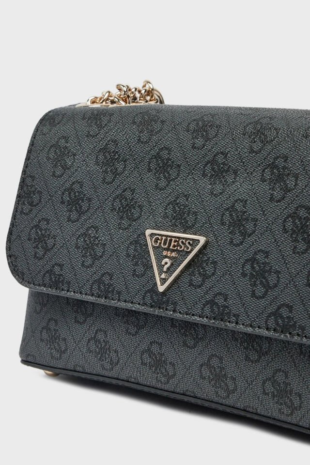 Guess Eco 4G Logo Baskılı Ayarlanabilir Zincir Askılı  Bayan Çanta Antrasit