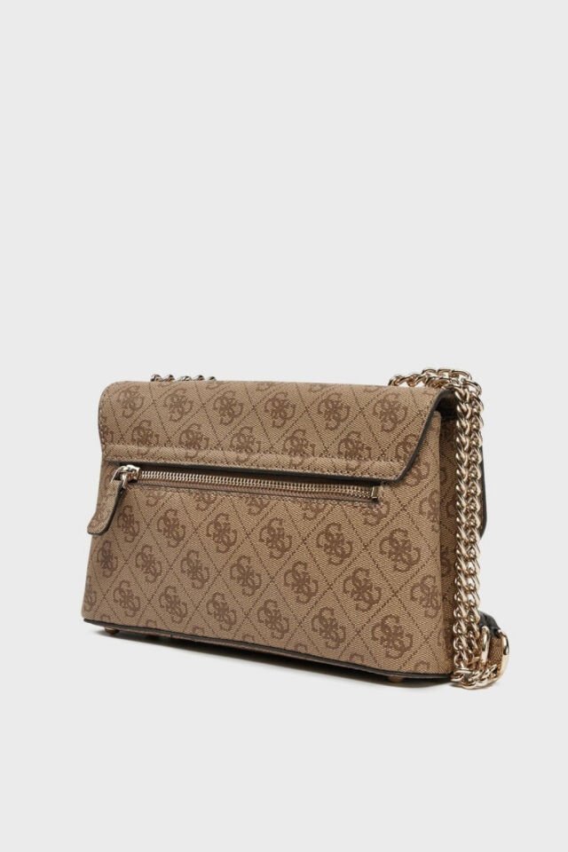 Guess Eco 4G Logo Baskılı Ayarlanabilir Zincir Askılı  Bayan Çanta Kahve