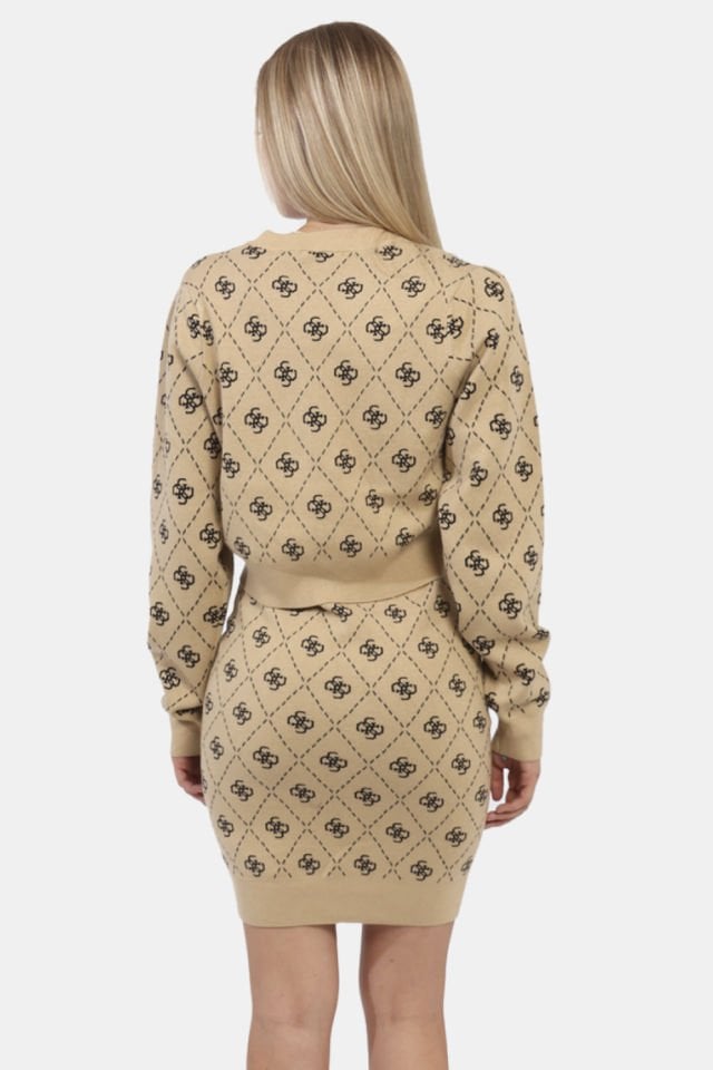 Guess 4g Logolu Yünlü Mini Elbise Bej
