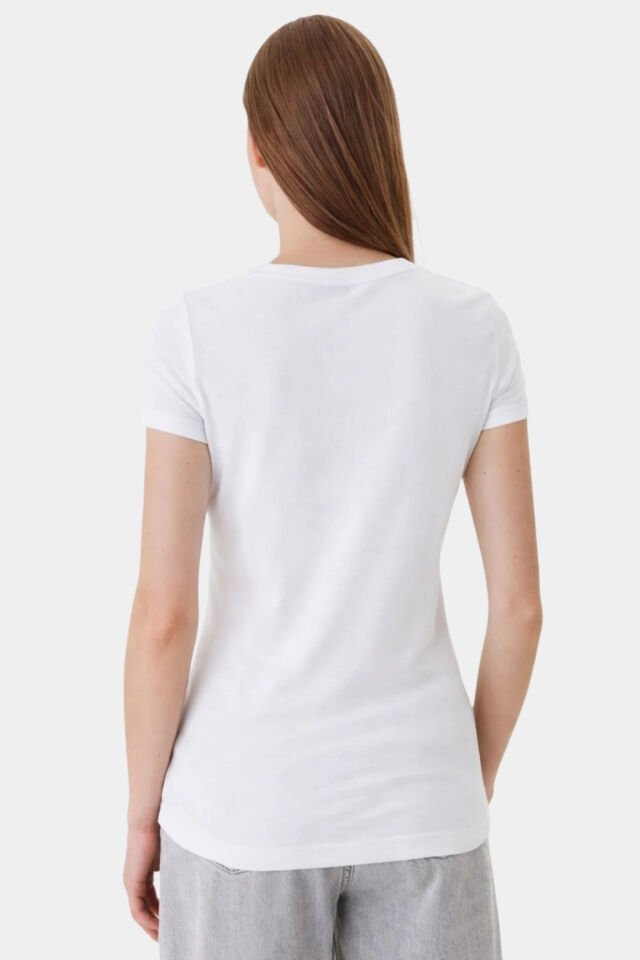 Jersey Pamuklu Slim Fit Logo Baskılı Bayan T Shirt