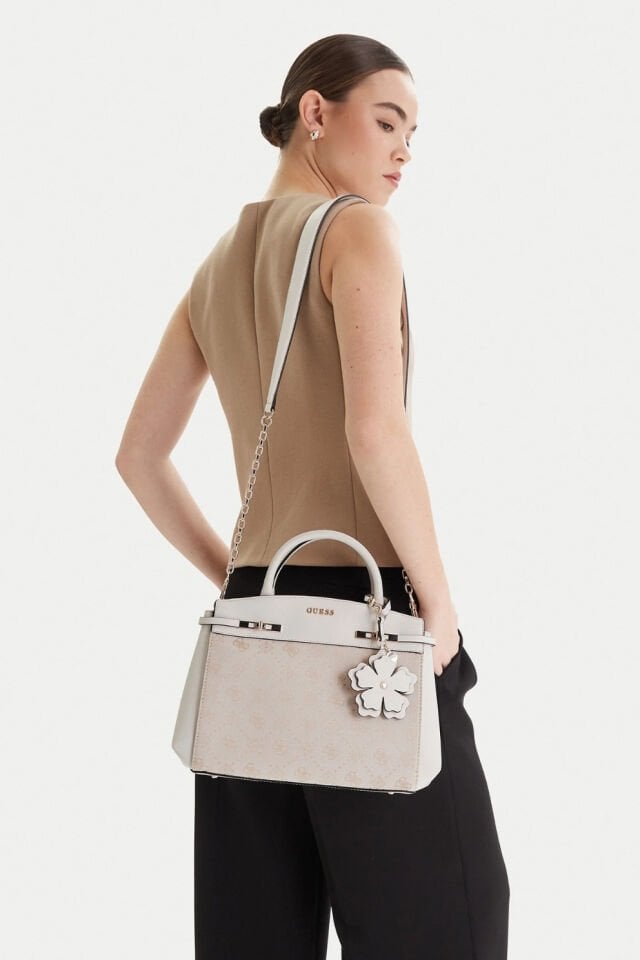 Guess Melinda Logo El Çantası Ekru