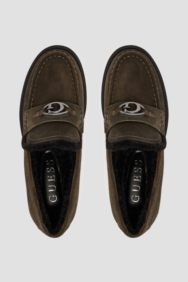 Guess Kadınlar İçin Koyu Yeşil Süet Mokasen