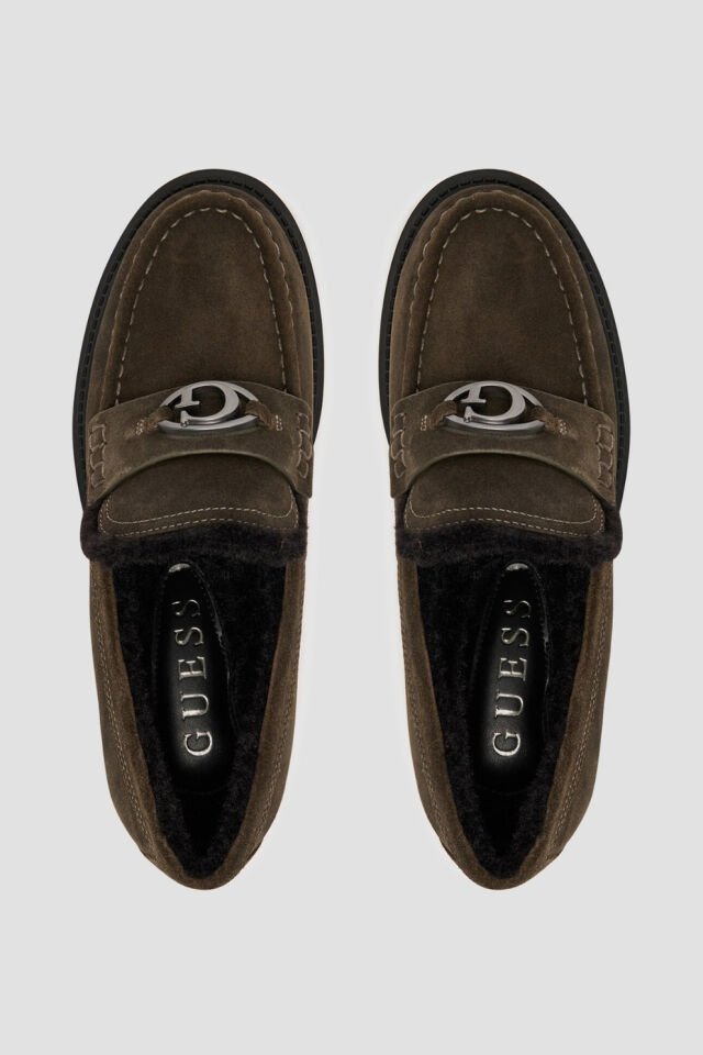 Guess Kadınlar İçin Koyu Yeşil Süet Mokasen