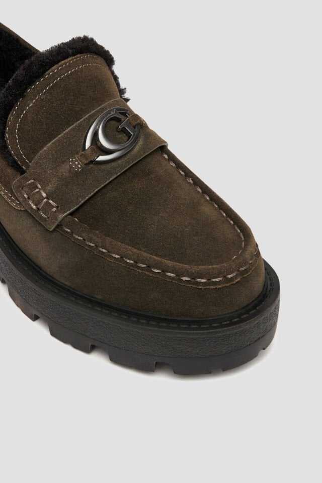 Guess Kadınlar İçin Koyu Yeşil Süet Mokasen