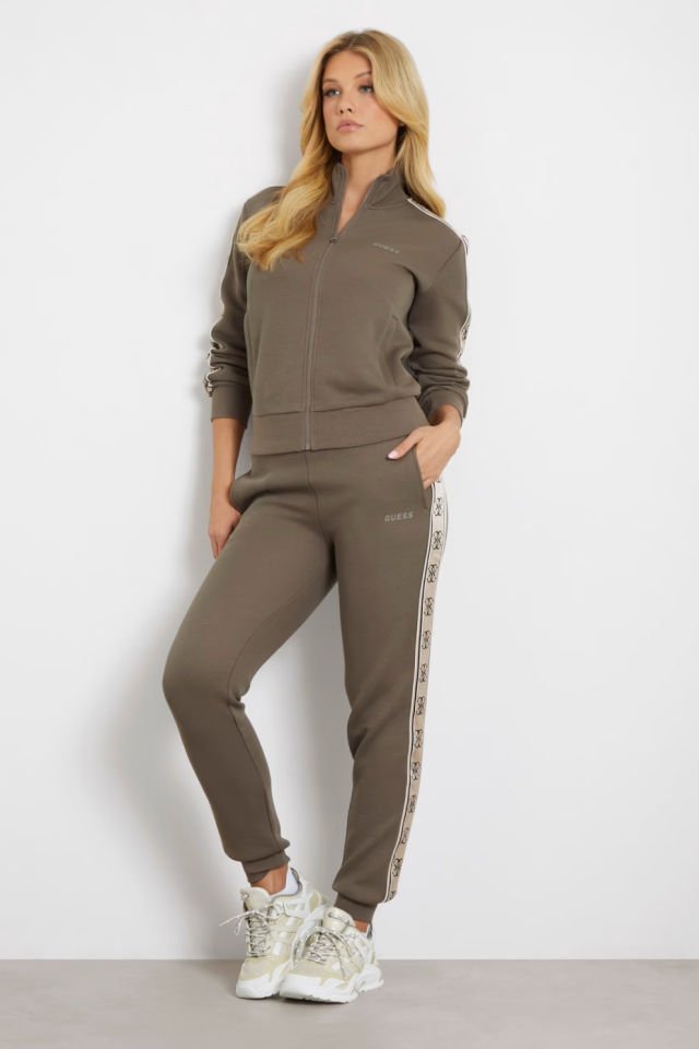Guess Yanı Logolu Jogger Pantolon Kahverengi