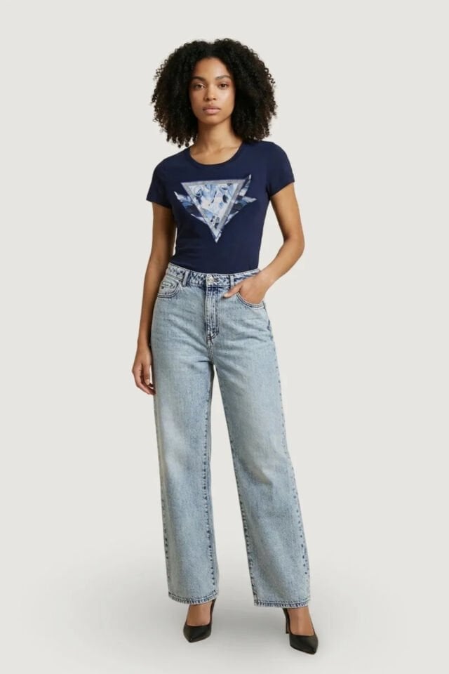 Jersey Pamuklu Slim Fit Logo Baskılı Bayan T Shirt