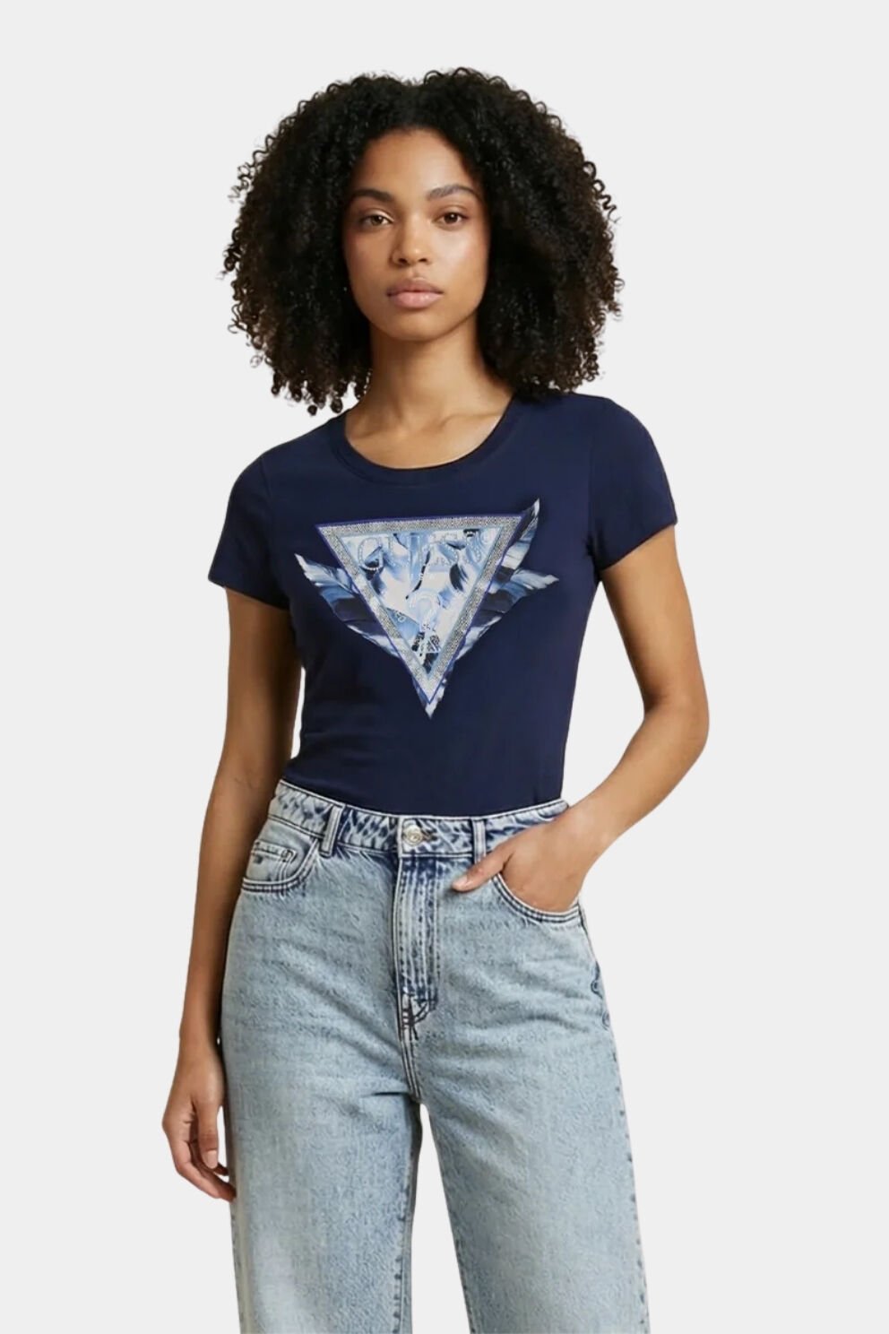 Jersey Pamuklu Slim Fit Logo Baskılı Bayan T Shirt