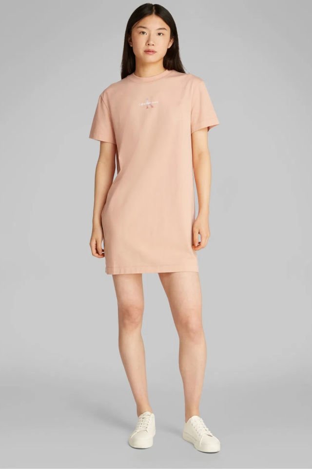 Calvin Klein Monogram Tişört Elbise Pembe