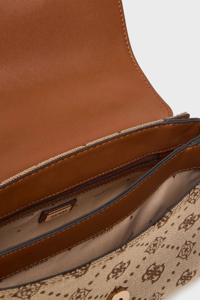 Guess Melinda 4G Logolu Çıkarılabilir Askılı Bayan Çanta Kahve