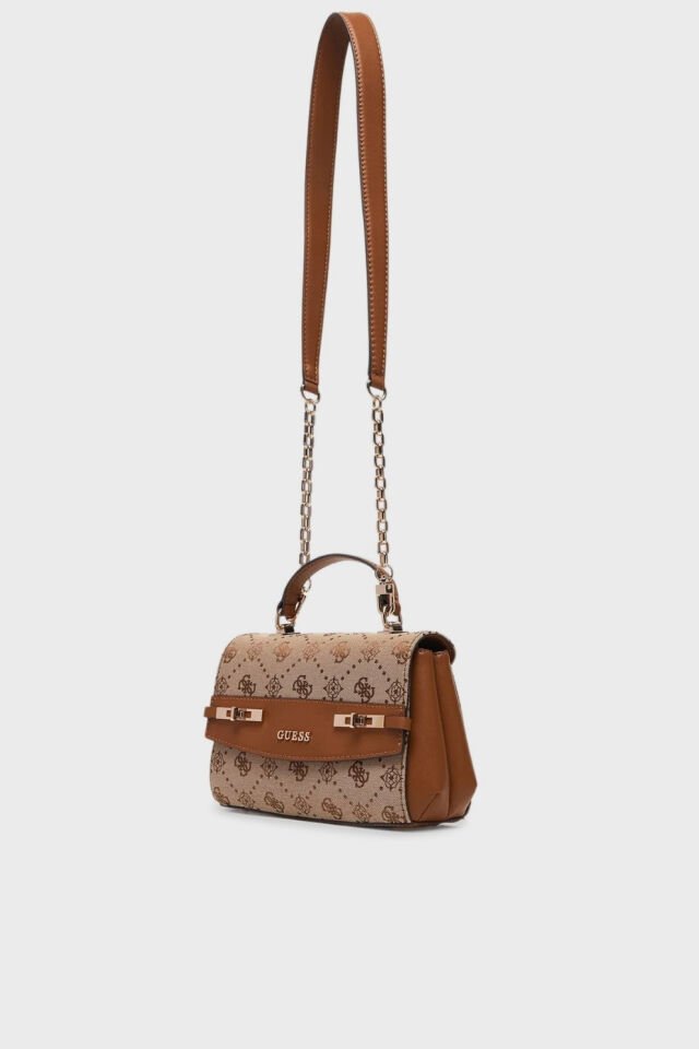 Guess Melinda 4G Logolu Çıkarılabilir Askılı Bayan Çanta Kahve