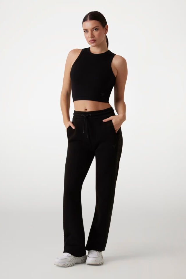 Guess Kaburga Örgülü Kısa Atlet Siyah