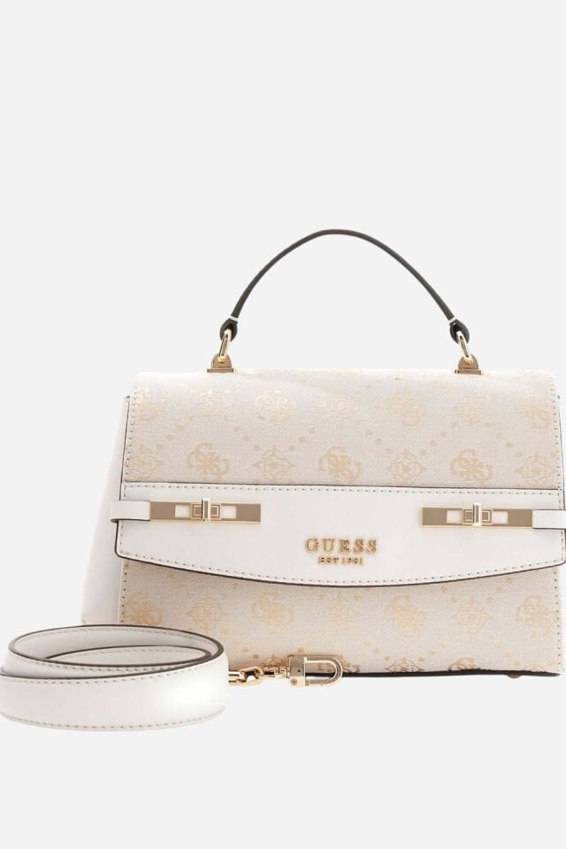 Guess Melinda 4G Logolu Çıkarılabilir Askılı Bayan Çanta Krem