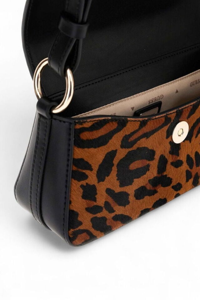 Guess Domitilla Siyah-Kahve-Leopar Kadın Omuz Çantası