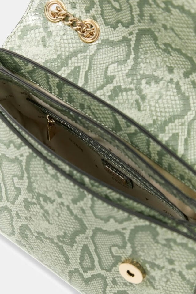 Guess Serenova Hayvan Desenli Omuz Çantası Açık Yeşil