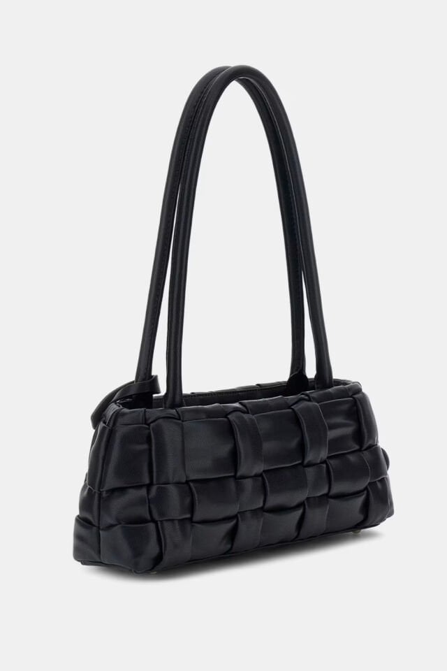 Guess Marion Hasır Mini Omuz Çantası Siyah