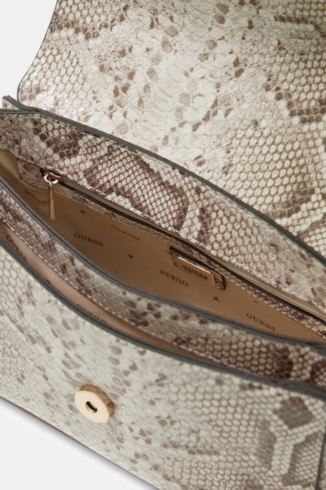 Guess Melinda Yılan Desenli El Çantası Bej