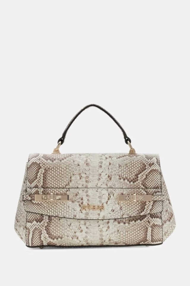 Guess Melinda Yılan Desenli El Çantası Bej