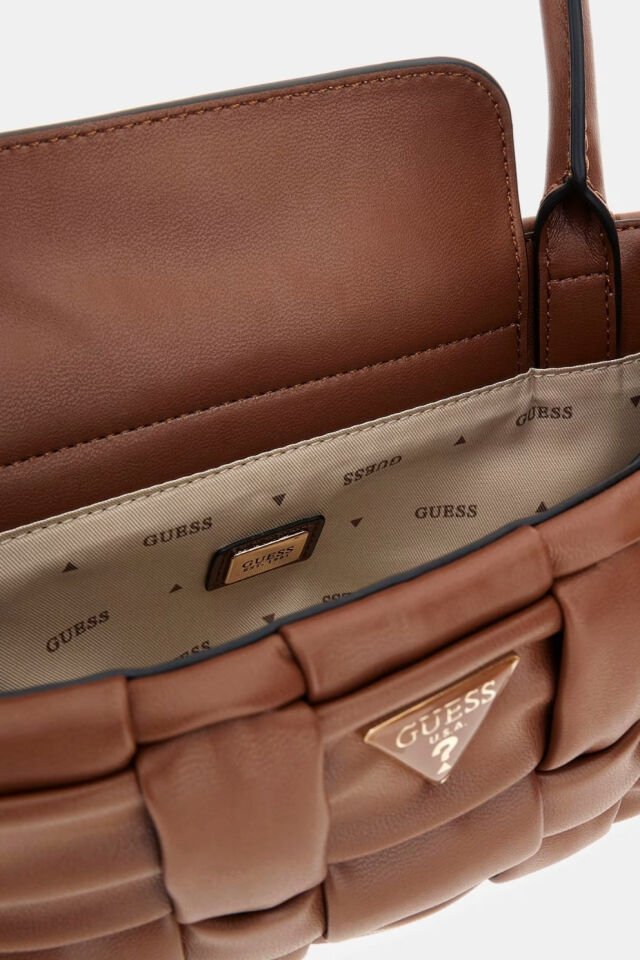 Guess Marion Hasır Mini Omuz Çantası Kahverengi