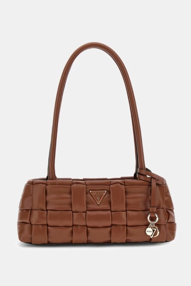 Guess Marion Hasır Mini Omuz Çantası Kahverengi
