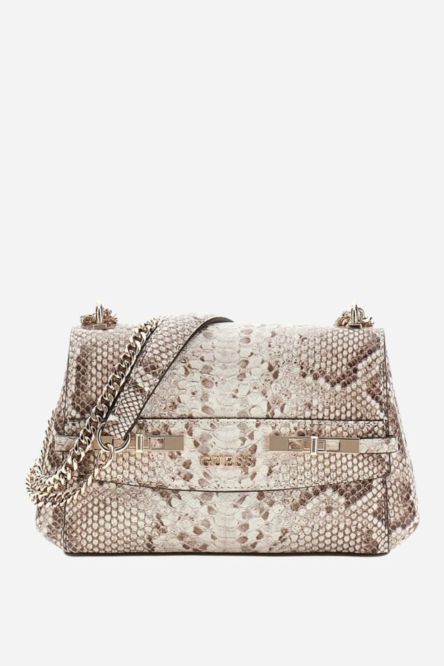 Guess Melinda Mini Dönüştürülebilir Çapraz Askılı Kapaklı Natural Omuz Çantası