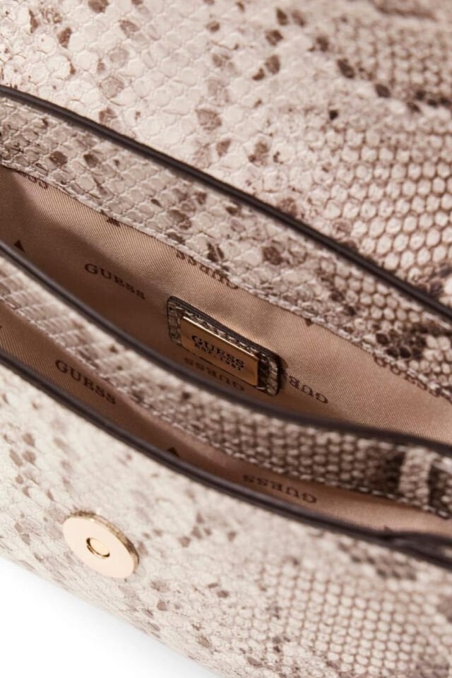 Guess Melinda Mini Dönüştürülebilir Çapraz Askılı Kapaklı Natural Omuz Çantası