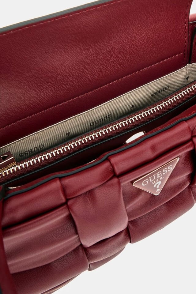 Guess Marion Hasır Mini Omuz Çantası Kırmızı