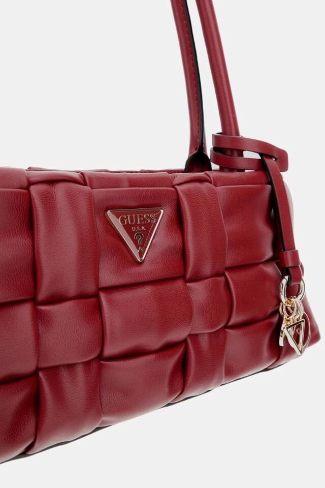 Guess Marion Hasır Mini Omuz Çantası Kırmızı