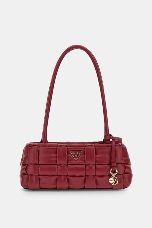 Guess Marion Hasır Mini Omuz Çantası Kırmızı