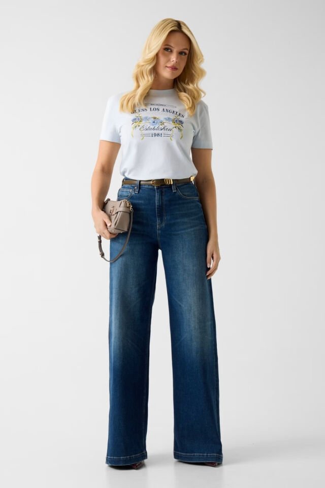 Guess Baskılı Tişört Açık Mavi