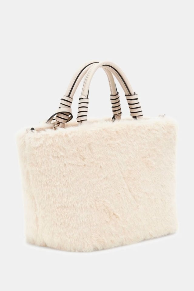 Guess Shaida Yapay Kürk Mini El Çantası Beyaz