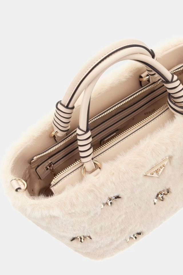Guess Shaida Yapay Kürk Mini El Çantası Beyaz