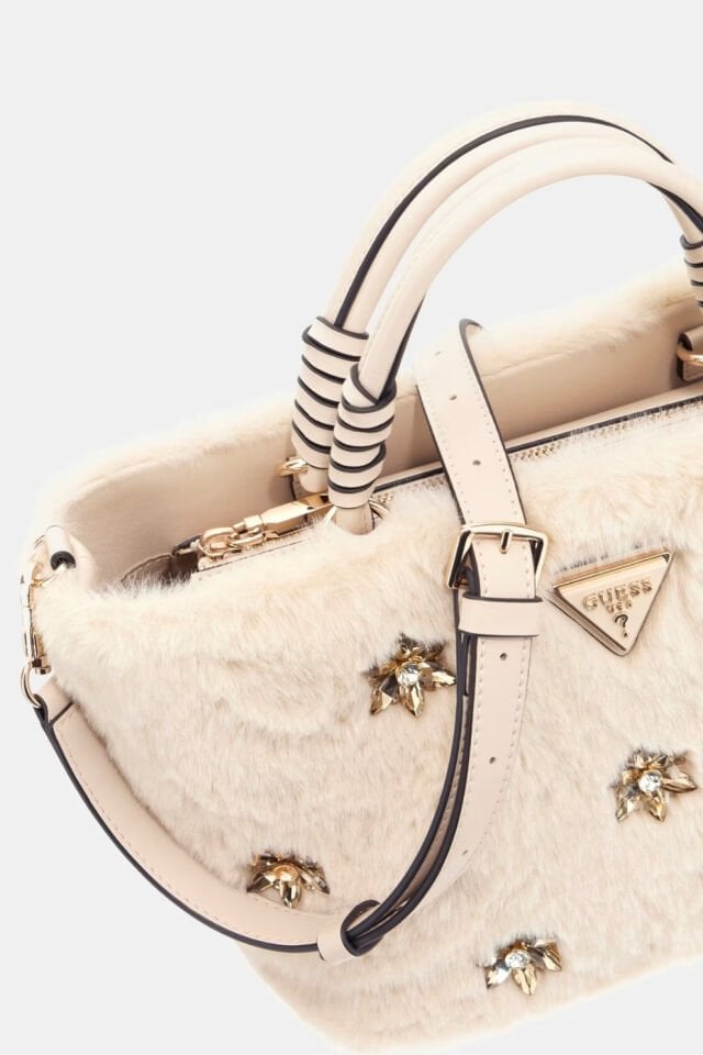 Guess Shaida Yapay Kürk Mini El Çantası Beyaz