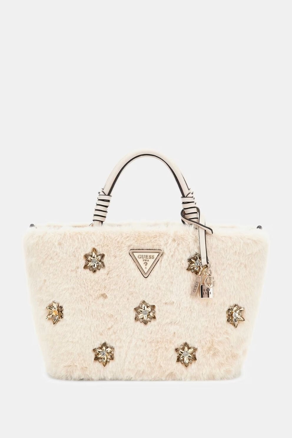 Guess Shaida Yapay Kürk Mini El Çantası Beyaz