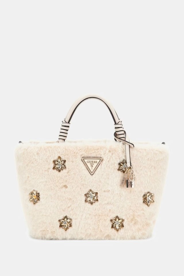 Guess Shaida Yapay Kürk Mini El Çantası Beyaz