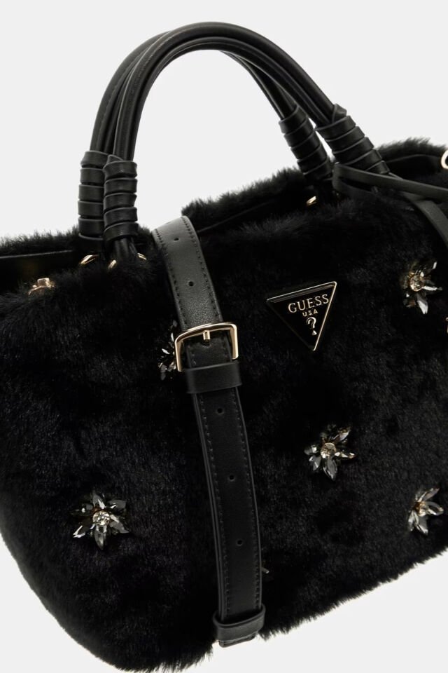 Guess Shaida Yapay Kürk Mini El Çantası Siyah