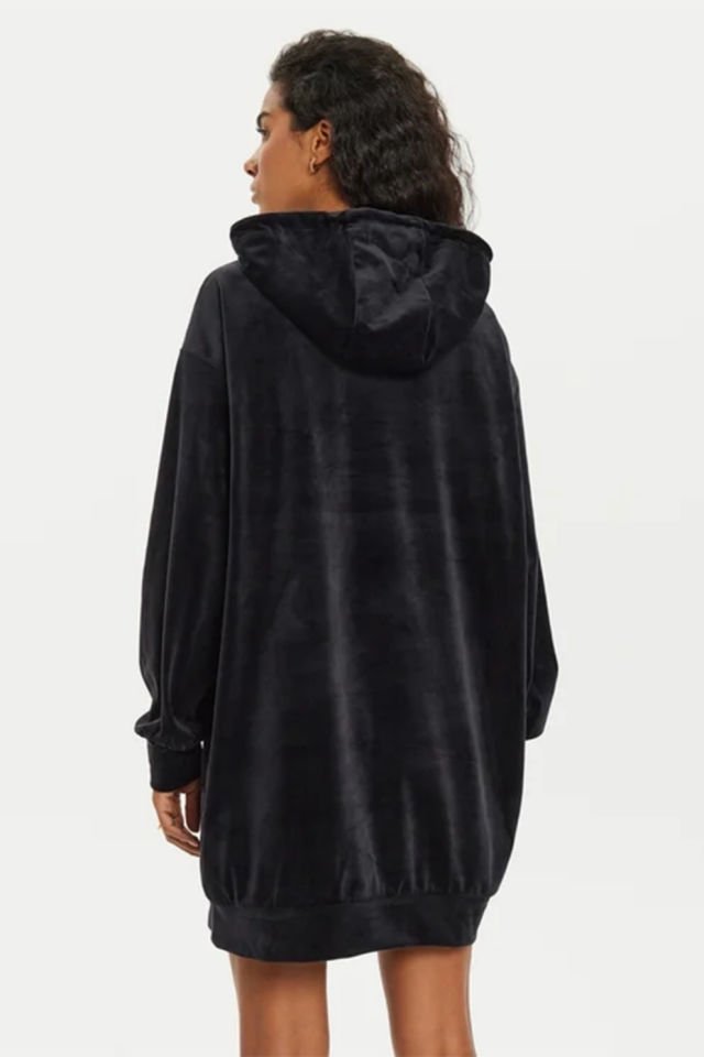 Guess Uzun Kadife Sweat Elbise Siyah